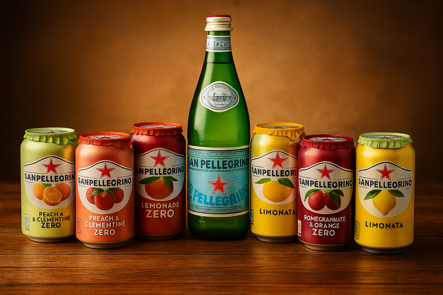San Pellegrino Italian soda and sparkling mineral water assortment available at Destefano’s Market